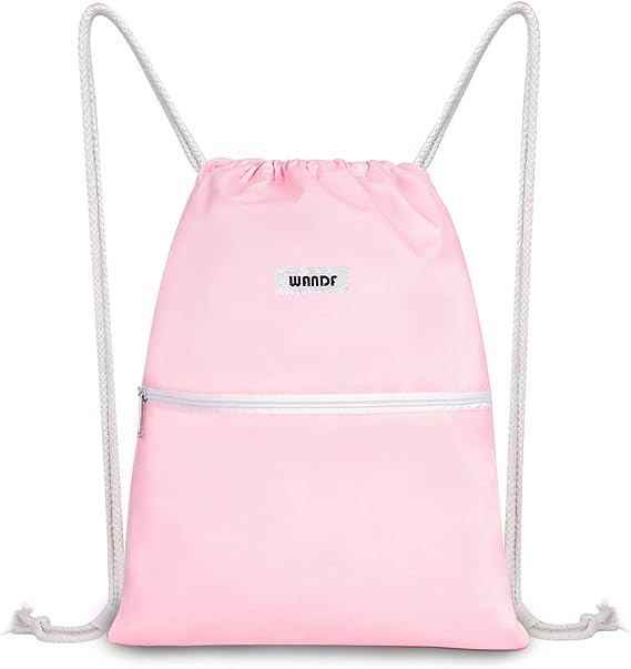 WANDF Drawstring Backpack, Gym Sackpack for Sports (Light Pink)