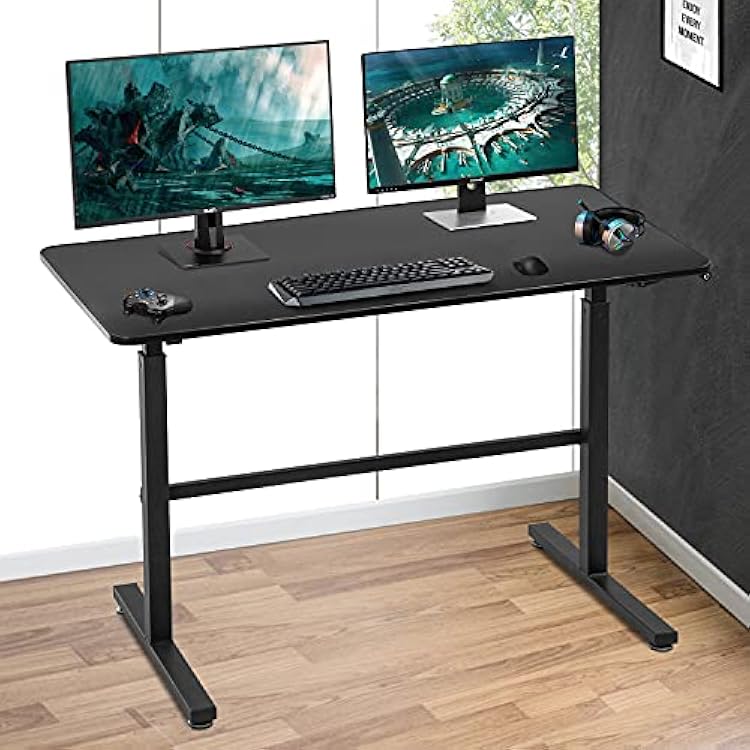 BestOffice Adjustable Standing Desk, 47 Computer Desk Height Converter Large Desktop Stand Up Desk Fit Dual Monitor for Home Office,Black