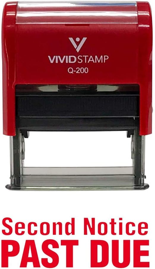 Second Notice Past Due Self Inking Rubber Stamp (Red Ink) - Medium