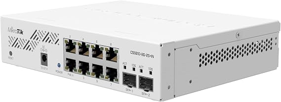 MikroTik - CSS610-8G-2S+in - Cloud Smart Switch 610-8G-2S+in with 8X Gigabit Ports, 2X SFP+ Cages, SwOS, Desktop case,
