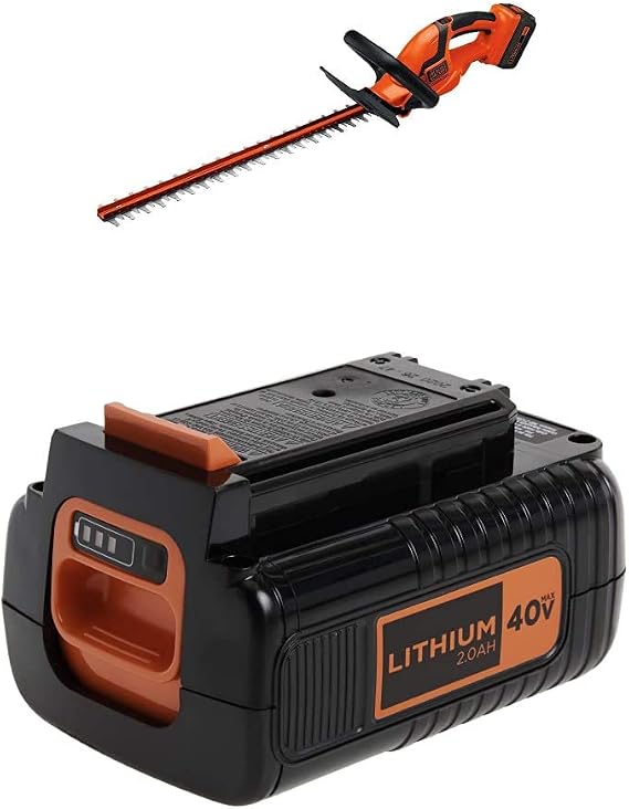 BLACK+DECKER 40V MAX Cordless Hedge Trimmer with Extra Battery, 2.0-Ah (LHT2436 & LBX2040)