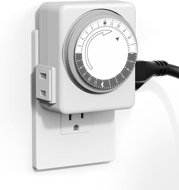 HBN Indoor Outlet Timer, 24 Hour Mechanical Plug with Dual Outlets