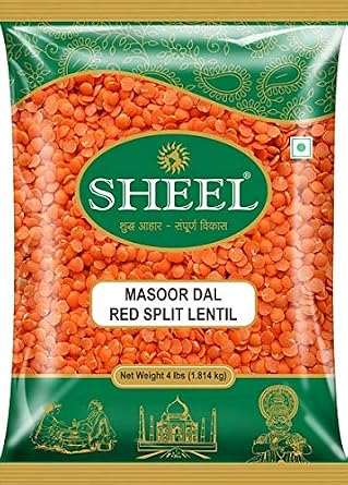 Sheel Masoor Dal/Split Red Lentil - 4 Lb (1.8 Kg) - All Natural | Gluten Friendly | NON-GMO | Vegan | Indian Origin