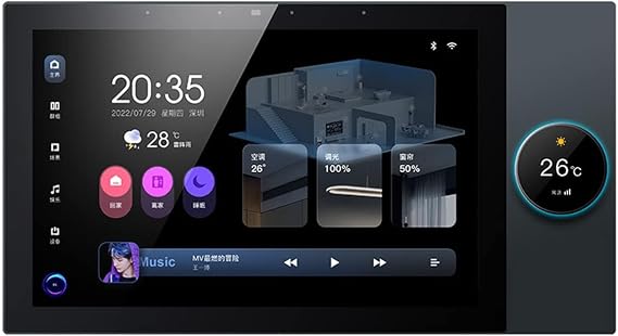 Smart home control panel, Integrated Controller, 10-inch dimmer and background music player, Smart Life Tuya App to control smart appliances timer switch, support video doorbell two-way intercom