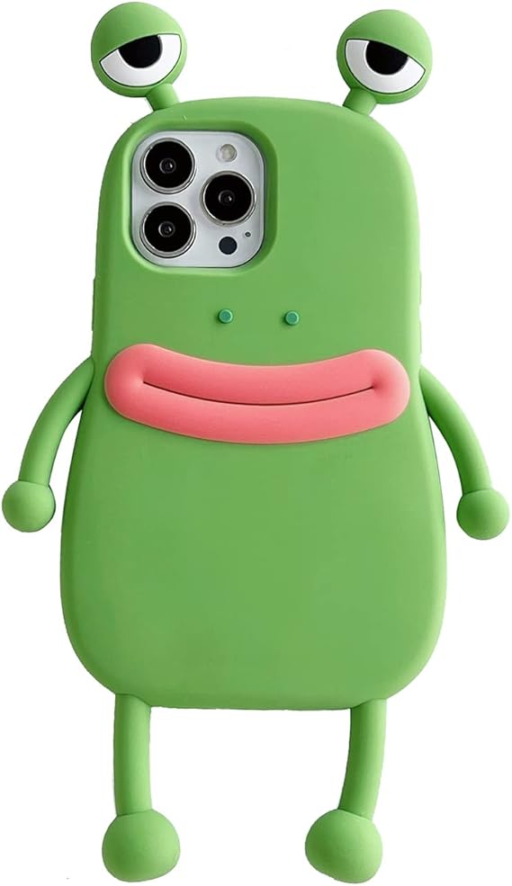 Ugly Case for iPhone 13/14,Funny 3D Cartoon Frog Green Cute Kawaii Soft Silicone Shockproof Protector Women Girls for iPhone 13/14