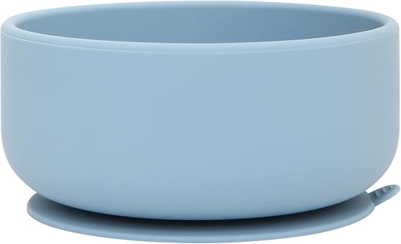 dollop Silicone Suction Bowl | BPA Free | Dishwasher & Microwave Safe (Slate Blue)