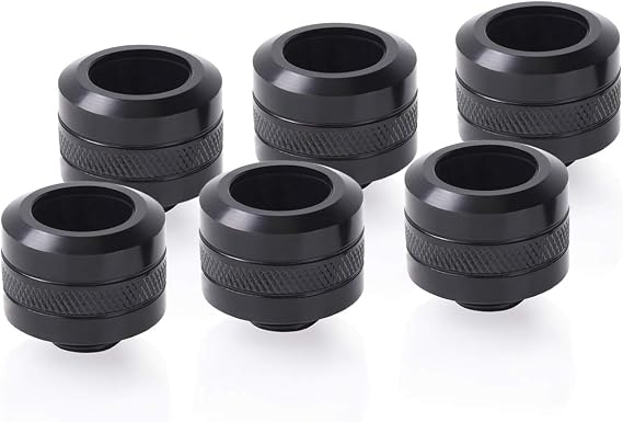 Alphacool Eiszapfen PRO HardTube G1/4" Fitting, 16mm OD, Deep Black, 6-Pack