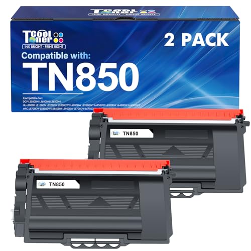 TN850 High Yield Toner Cartridge TN 850 TN820 TN-850 Black Replacement for Brother TN-820 TN 820 TN-820TN-850 MFC-L5850DW HL-L6200DW MFC-L5900DW MFC-L5700DW HL-L5200DW MFC-l5800DW Printer Ink 2 Pack