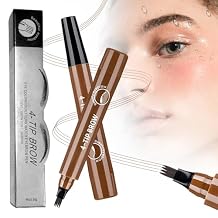 2Pc Magic Microblading Eyebrow Pencil, 2025 Upgrade 4 Fork Tip Waterproof Brow Pencil with Micro-Fork Tip, Natural Fine Stroke Eyebrow Pen (Brown)
