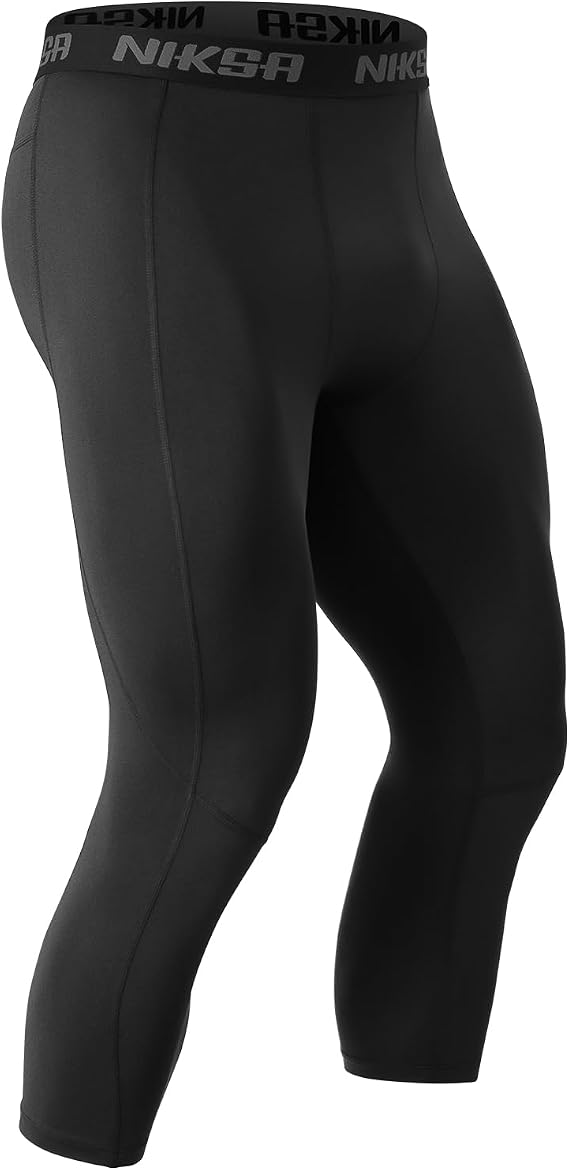 Niksa Men's 3/4 Compression Pants Quick Dry Running Basketball Gym Tights