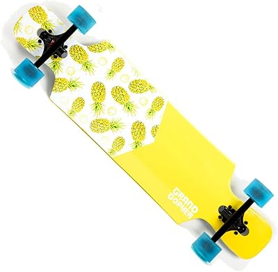 Longboard Complete - Maple Wood Deck, Pro Cruiser Skateboard for Beginners to Adults, Double Kick Dance Board for Extreme Sports