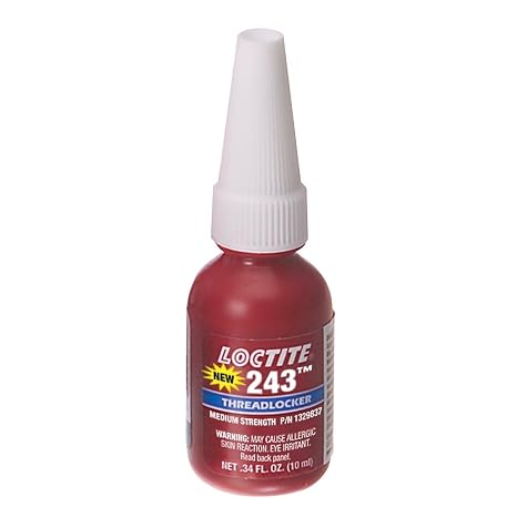 Loctite 1329837 243 Blue Medium Strength Threadlockers, 0.34 oz., 10 mL, 3/4" Thread