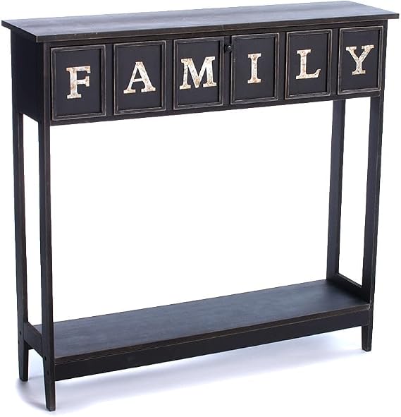 Galvanized Metal Sentiment Console Tables - Family Black