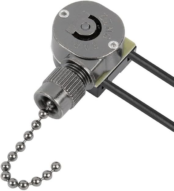 Hunter Ceiling Fan Light Switch ZE-109M - Pull Chain On/Off Switch - Black Chain