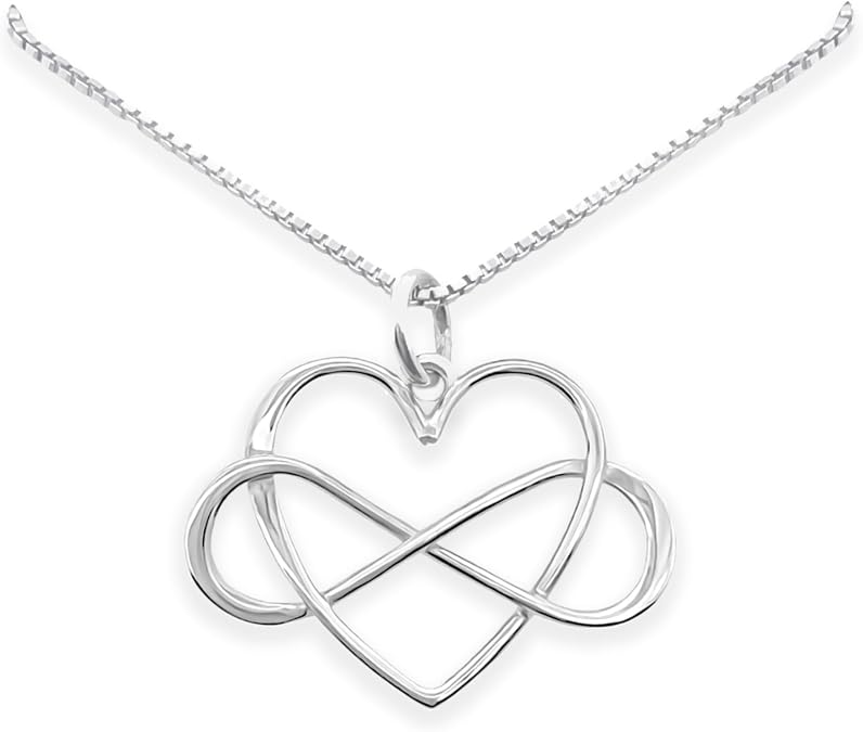 Silver Infinity Heart Necklace for Women, 925 Sterling Infinity Heart Pendant Necklace (22 inches)