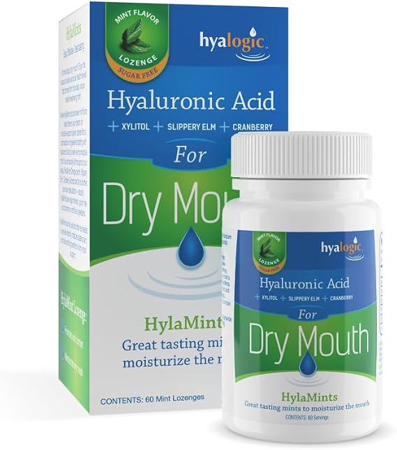Hyalogic HylaMints for Dry Mouth - Hyaluronic Acid Breath Mints, 60 count | Sugar-Free with Pectin & Cranberry Supports Oral Comfort & Fresh Breath