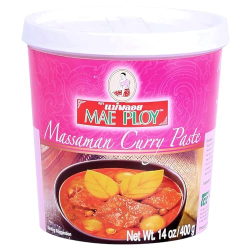 Mae Ploy Massaman Curry Paste, Authentic Thai For Curries and Other Dishes, Aromatic Blend Of Herbs, Spices And Shrimp 14 oz Tub