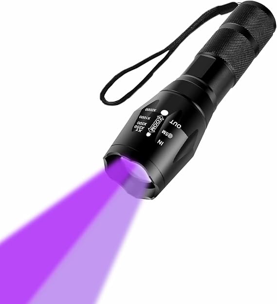 UV Flashlight 365nm & 395nm Wood's Lamp Black Light Ultraviolet Flashlight LED Torch Pet Detector for Dog Urine Pet Stains Scorpions Resin Curing