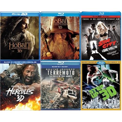 Ultimate Action & Adventure 6-Movie Blu-ray 3D Collection:The Hobbit The Desolation of Smaug/An Unexpected Journey/Battle Of The Five Armies/ Hercules/ Terminator Genisys/ Sin City