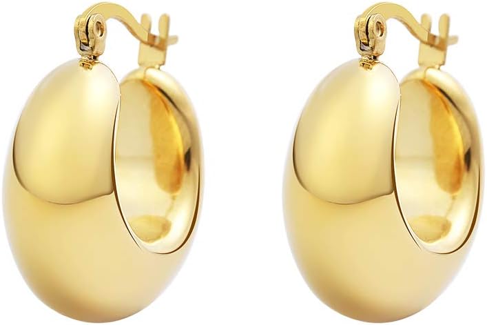 Chunky Large Thick Rounded Tube Hoop Earrings