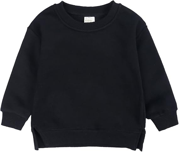 POLG Kids Baby Boys Girls Solid Cotton Pullover Sweatshirt T-Shirt Toddler Baby Crewneck Long Sleeve Tshirts Tops Blouse