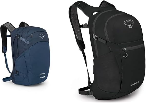 Osprey Nebula Commuter Backpack, Atlas Blue/Heather Daylite Plus Commuter Backpack, Black 2-Pack