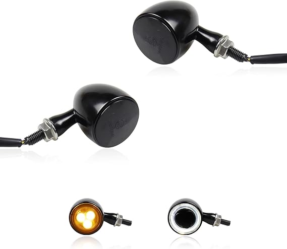 Universal Front Bullet LED Turn Signals 12V Motorcycle Switchback Turn Signal Lights Running Light Compatible with Honda Grom Harley XL1200S Yamaha VStar Triumph Kawasaki Chopper Bob