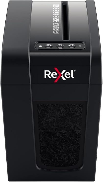 Rexel X6-SL Whisper-Shred Cross Cut Shredder, Shreds 7-6 (70-80 g/m2) Sheets, P4 Safety Class, Home/Home Office, 10L Waste Basket, Quiet and Compact, 2020125
