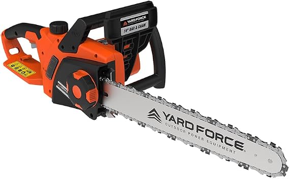 Yard Force 16-inch Electric Chain Saw YF1516CS with Automatic Lubrication, Tool Free Chain Bar Tensioning, Built-in Safety Switch, Low Kick Back