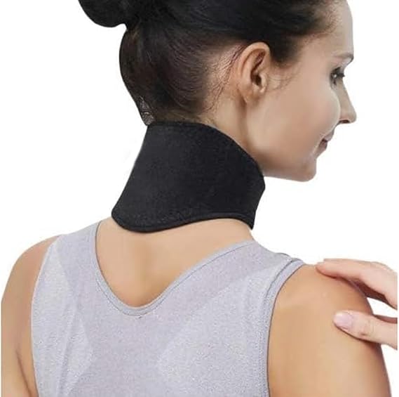 Medical Grade Neck Support Brace Strap for Neck Pain Relief and Bone Relaxer with Self Heating Neck Wrap and Tourmaline Adjustable Cervical Collar for Physical Therapy, Arthritis, Headaches