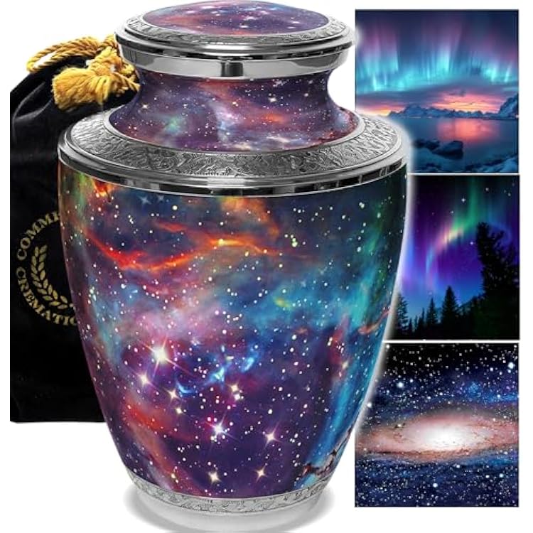 Commemorative Cremation Urns for Human Ashes Adult Male - Beautifully Handcrafted Decorative Personalized Cremation Urns for Women Large Galaxy