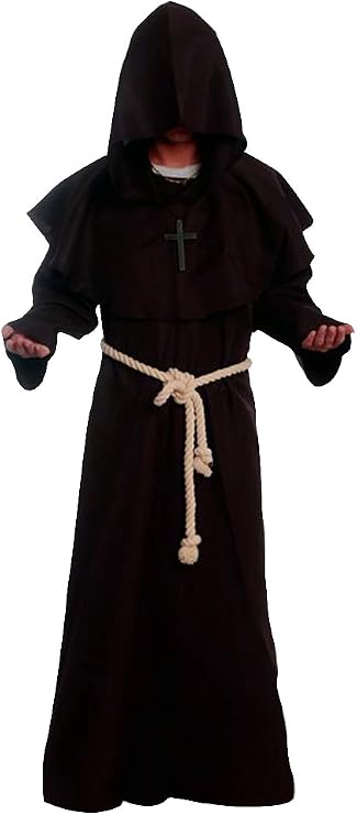 Medieval Priest Monk Robe Hooded Cloak Wizard Sorcerer Cape