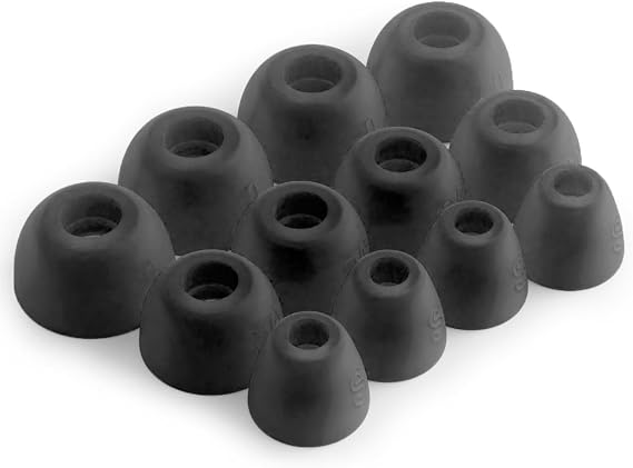 Okuli Set of 12 Silicone EarBuds Ear Tips For JBL Tune Beam, Ghost Edition Earphones in Black