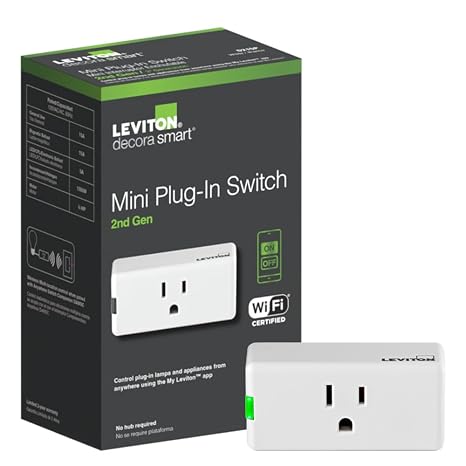 Leviton Decora Smart Plug, Wi-Fi 2nd Gen, D215P-1RW, White