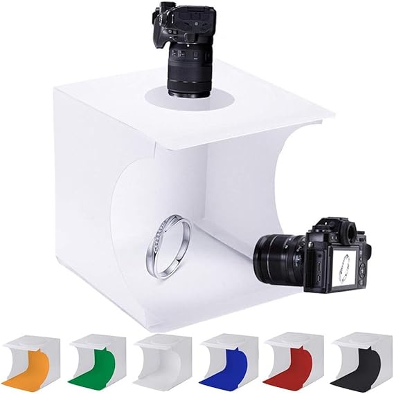 Mini Photo Studio Tent Jewelry Light Box Kit, SENLIXIN Portable Foldable Small Home Photography Studio Light Box Booth Shooting Tent with LED Light Strips - with 6 Color Background 20x20x20cm