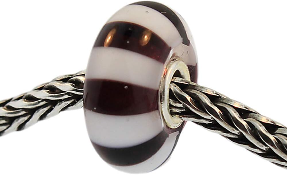 TROLLBEADS Authentic Glass 61304 Black & White Stripes