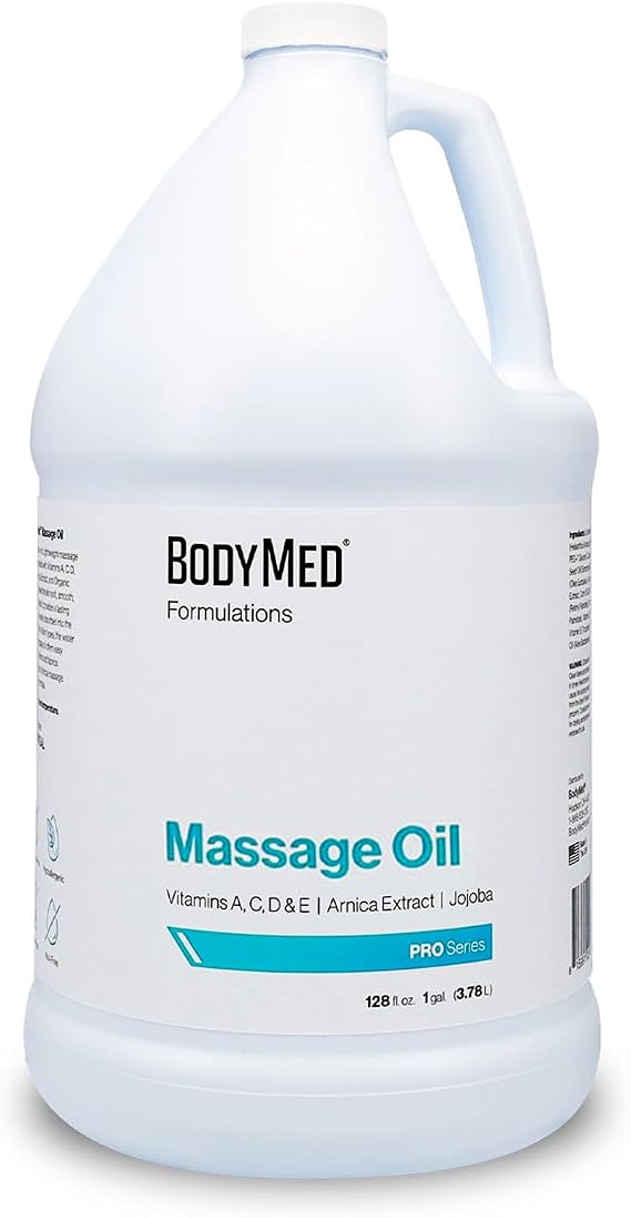BodyMed Formulations Massage Oil, 1 gal. Fragrance-Free, All-Natural Oil for Massage Therapy Leaping Bunny Certified with Arnica Extract & Jojoba Non-Staining, Paraben Free