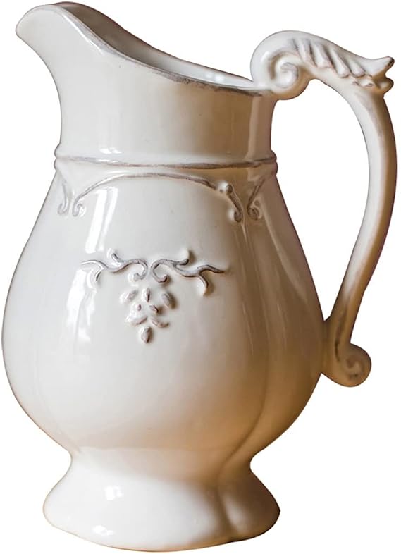 French Style Home Decoration Ceramic Country Style Milk Jug Housewarming Wedding Gift Decoration in The Center of The Table (Color : White)