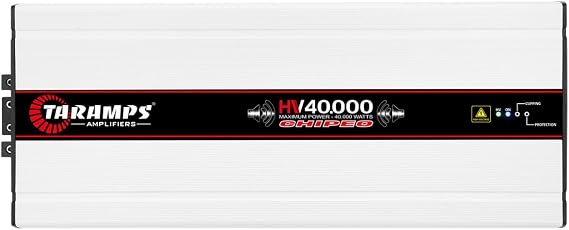 Taramps HV 40000 Chipeo High Voltage Amplifier 0.5 Ohm 40000 Watts Rms 1 Channel with 18 batteries 227VDC Output Power Monoblock Car Audio Amp Class D