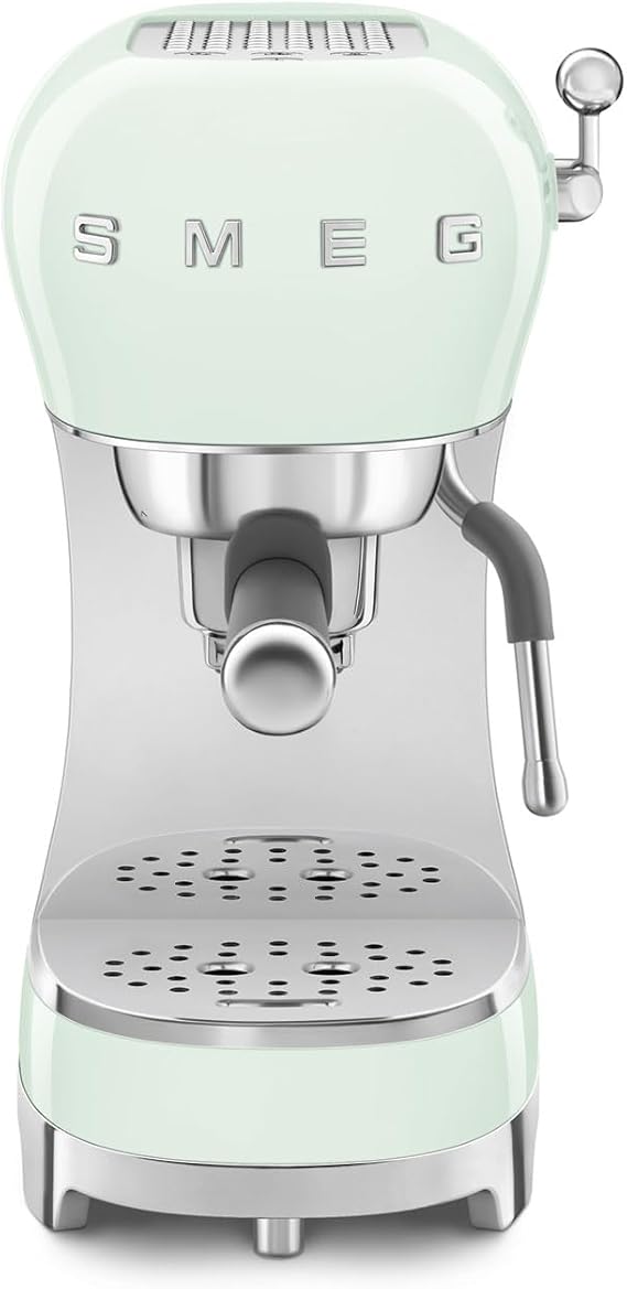 Smeg ECF02PGUK Espresso Coffee Machine with 15 Bar Pump, 1350W, Pastel Green