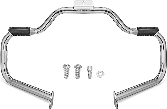 Dasen Mustache Engine Guard, Highway Crash Bar Protector 1.25" Fat Triple Plating Compatible with Harley Softail FL Models Deluxe Fat Boy Slim Heritage Springer Classic Cross Bones 2000-2017 Chrome