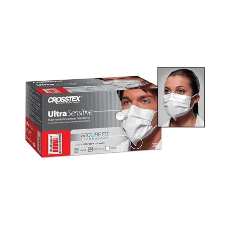 Crosstex Securefit Ultra Sensitive Earloop Mask, 1 pack , White GCFCXSSF