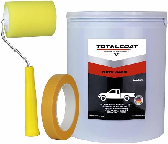 Roll On Truck Bed Liner Paint; Heavy Duty Coating Protection for Box Trucks, Pickups, Cargo Vans (1 Gallon Kit, Black)