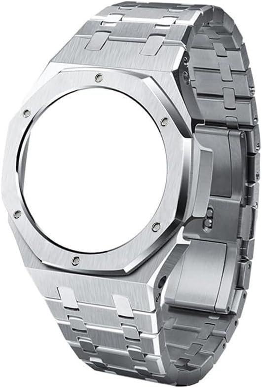 CasiOak Modification Kit – Compatible with Casio GA-2100/GA-B2100 – Full Metal Stainless Steel Bezel and Bracelet Set – Octagonal Design, DIY Upgrade Kit with Installation Tools