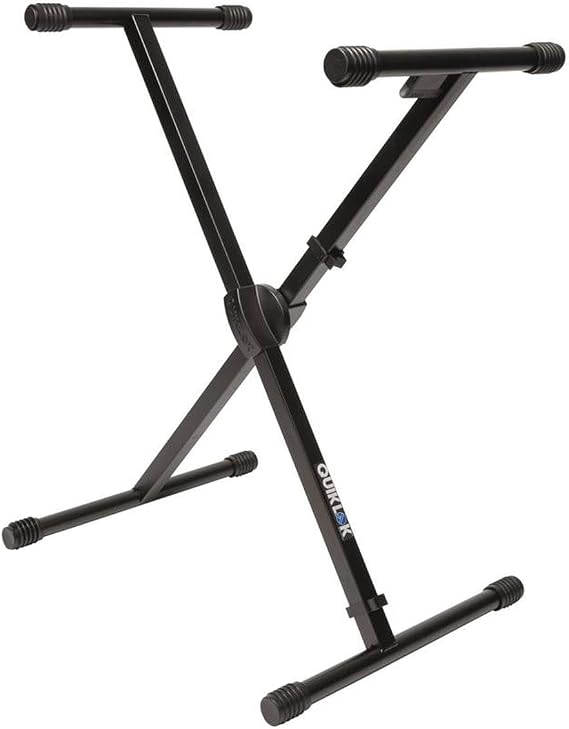 QUIK LOK - T500 Single-Braced X Keyboard Stand - Heavy Duty Steel Performance Frame with 5-Level Adjustable Trigger-Lok Height Positioning Mechanism, Black
