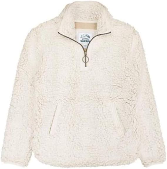Sams Club Members Mark Kids Quarter Zip Cuddly Sherpa Pullover (7/8, Ivory)