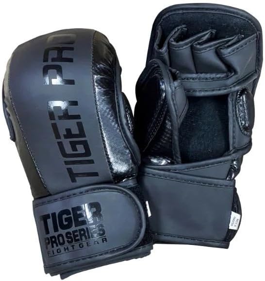 MMA Sparring Gloves with Extra Knuckle Padding, Leather Training Gloves for Grappling, Kickboxing & MMA Training