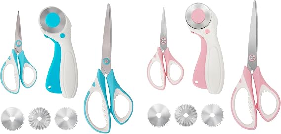 MANUFORE Blue and Pink Professional Sewing Scissors Set Bundle