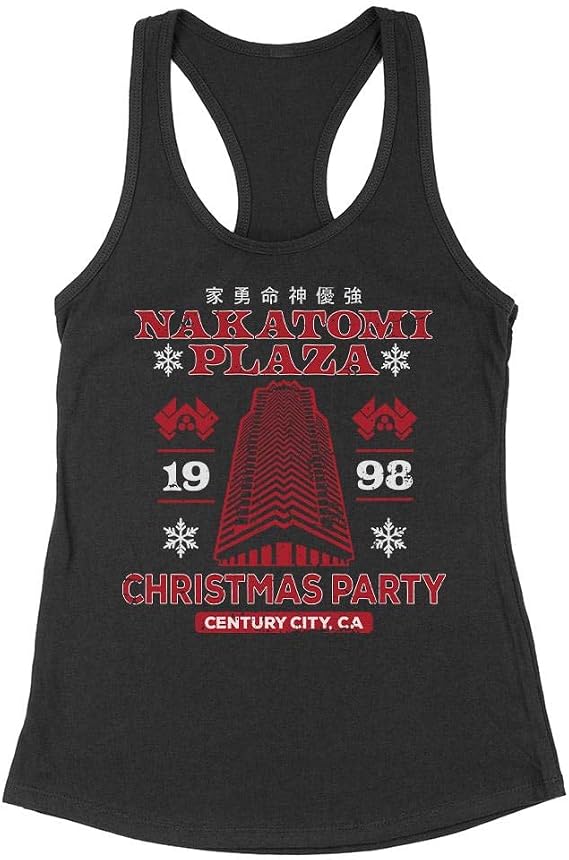TeesAndTankYou Nakatomi Plaza (Christmas) Tank Top Fitted Racerback Women's