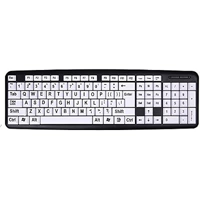 Large Print Computer Keyboard | Visually Impaired Keyboard | High Contrast Black and White Keys Makes Typing Easy | Perfect for Seniors and Those Just Learning to Type
